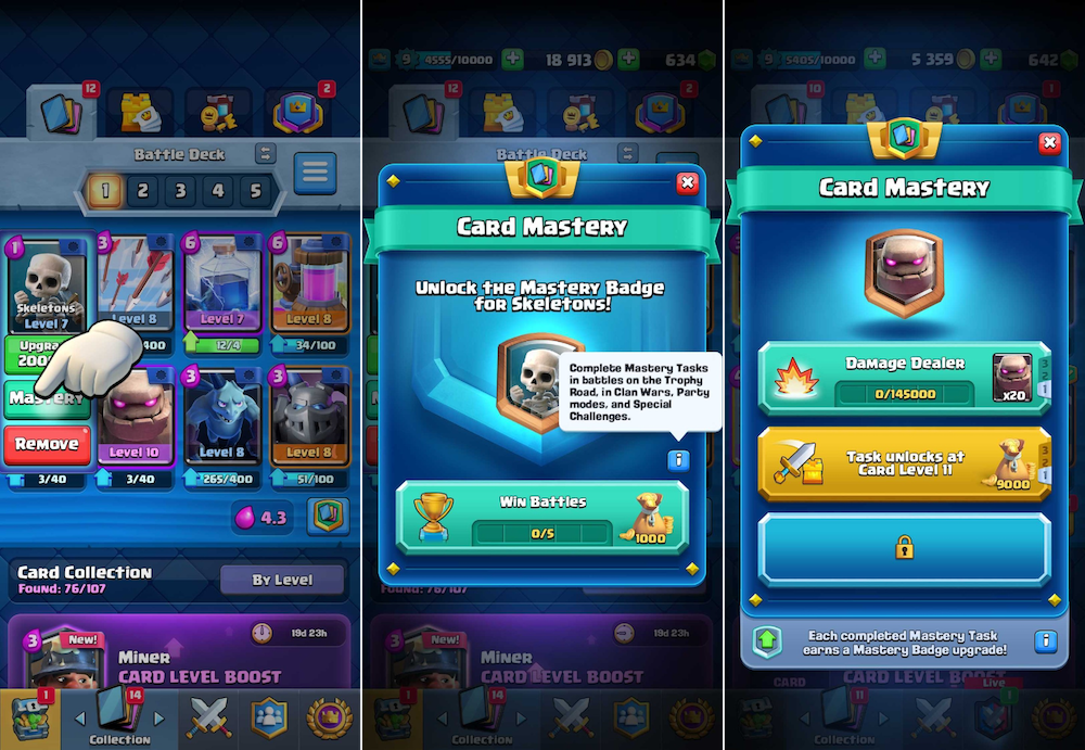 Clash Royale got a new type of progression vector, Card Masteries.