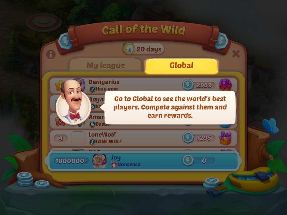 Homescapes introduced Call of the Wild, its first-ever tournament-type support event to a larger minigame event, which is also the longest tournament in the game to date.